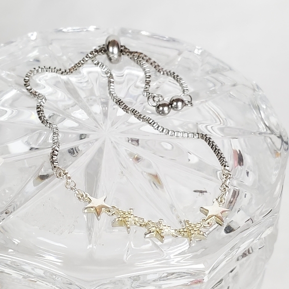 Sterling Silver adjustable Celestial bracelet stars - Picture 6 of 7